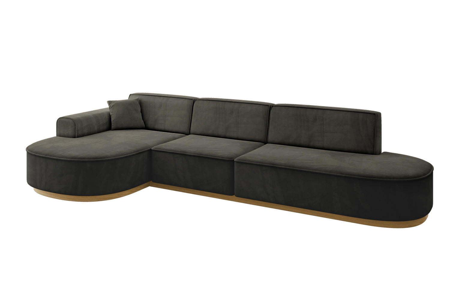 ECKSOFA Ottomane Links MARI-L2-v2 - 328x171x83 cm Schwarz Velours - Schwarz, Holzwerkstoff/Textil (328/171cm) - ALTDECOR
