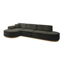 ECKSOFA Ottomane Links MARI-L2-v2 - 328x171x83 cm Schwarz Velours - Schwarz, Holzwerkstoff/Textil (328/171cm) - ALTDECOR