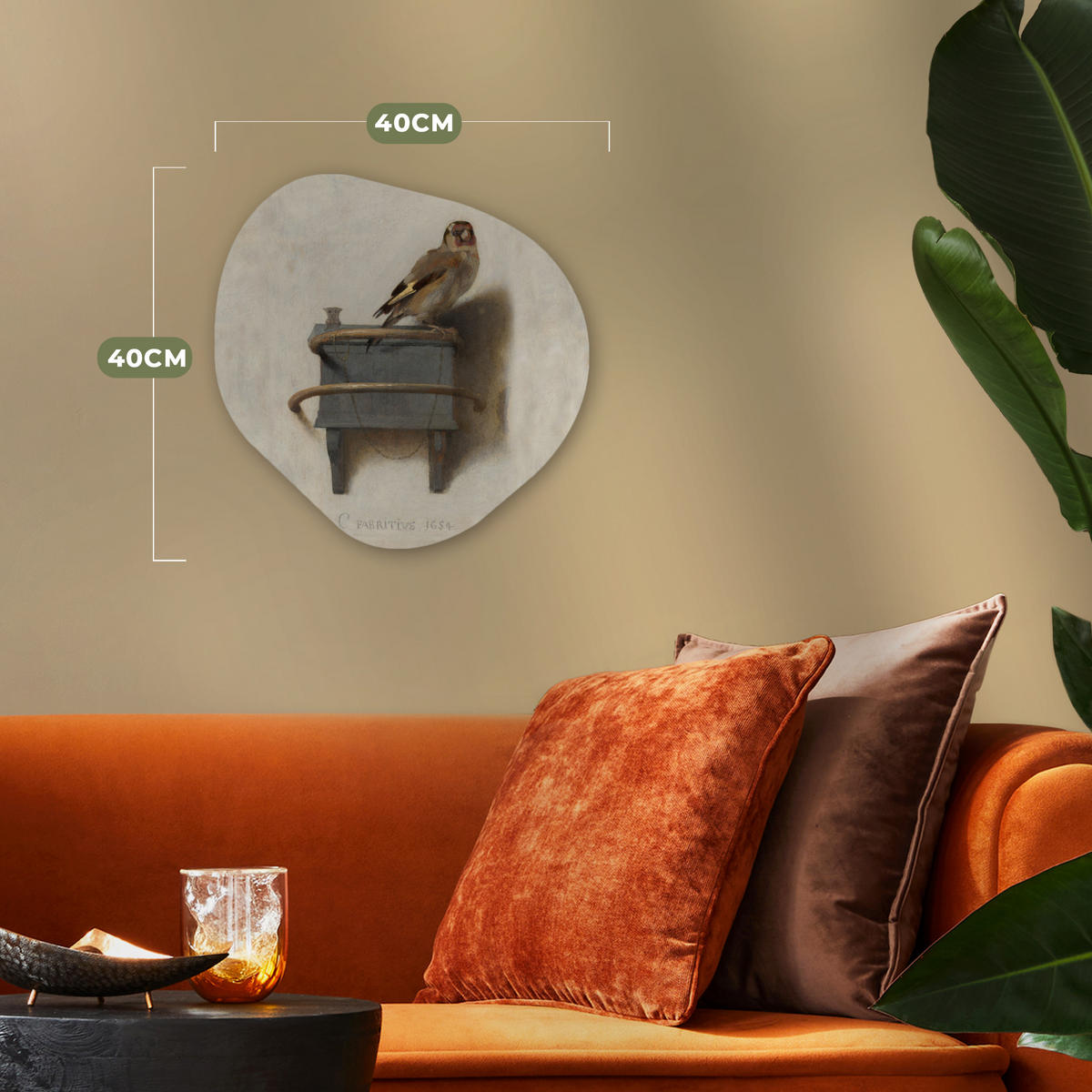 WANDBILD Stieglitz - Alter Meister - Carel Fabritius 40x40 cm - Grau, Kunststoff (40/40cm) - MuchoWow