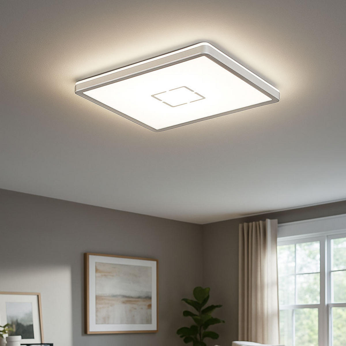 LED DECKENLEUCHTE Silber Backlight - Silberfarben, Kunststoff (29.3/29.3/2.8cm) - Briloner
