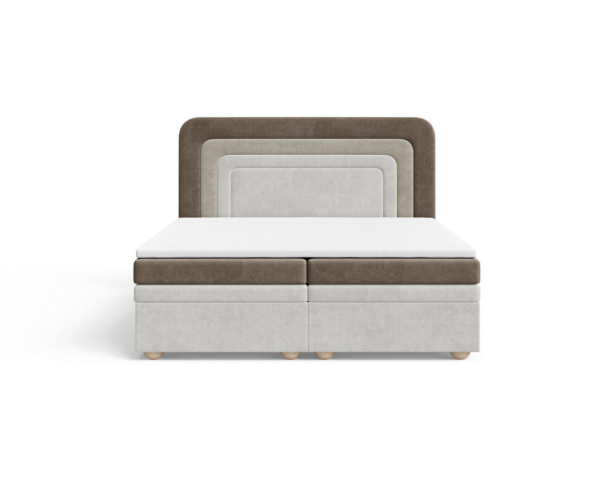 BOXBETT - Bett 10 NEST - Riviera - 140x200 cm - Modernes Polsterbett mit Bettkasten - Braun, Holz (140/200cm) - ROYAL24_MARKT