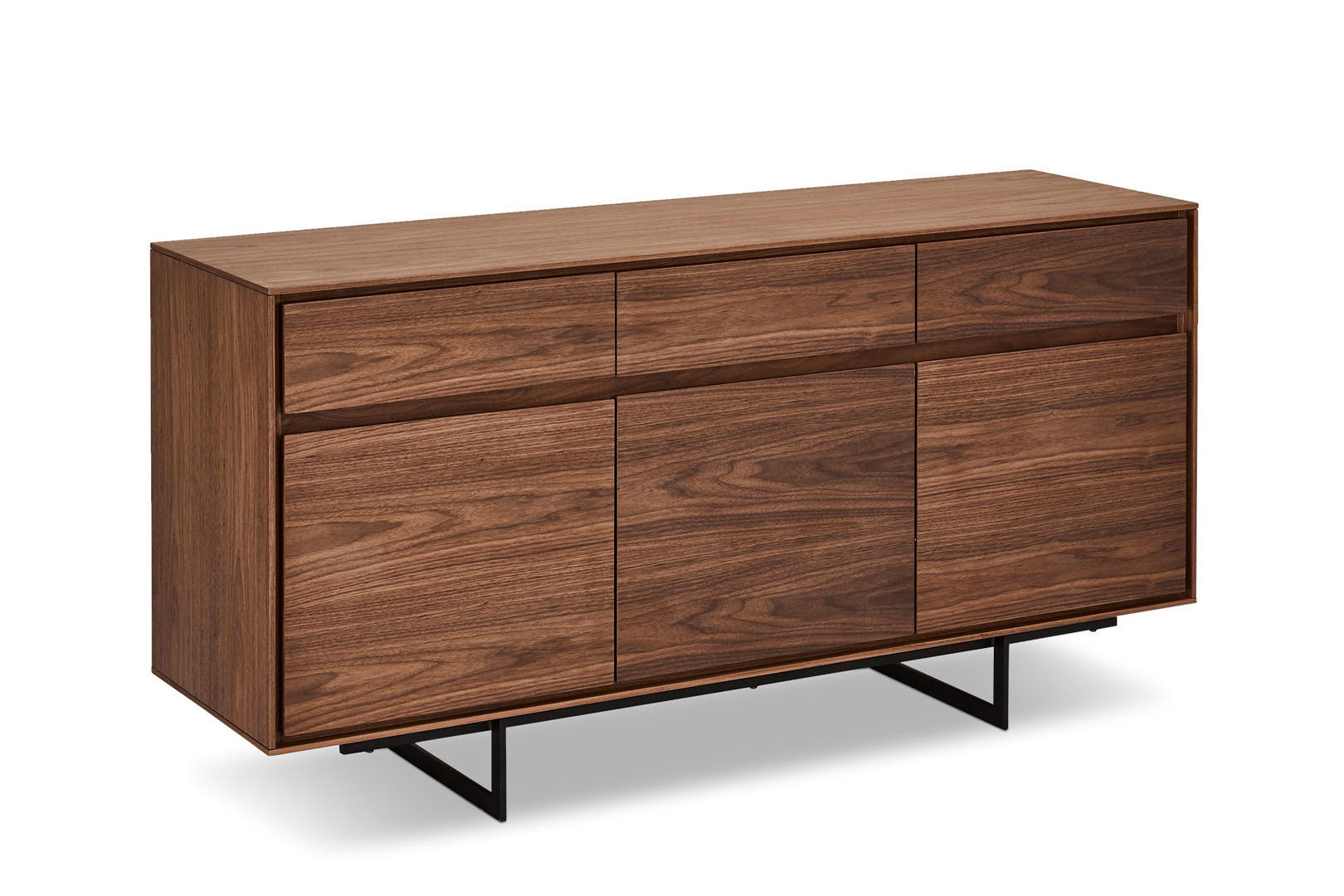 SIDEBOARD Amerikanisches Walnussfurnier - Schwarz/Braun, Holz/Metall (155/82/45cm) - Furnhouse