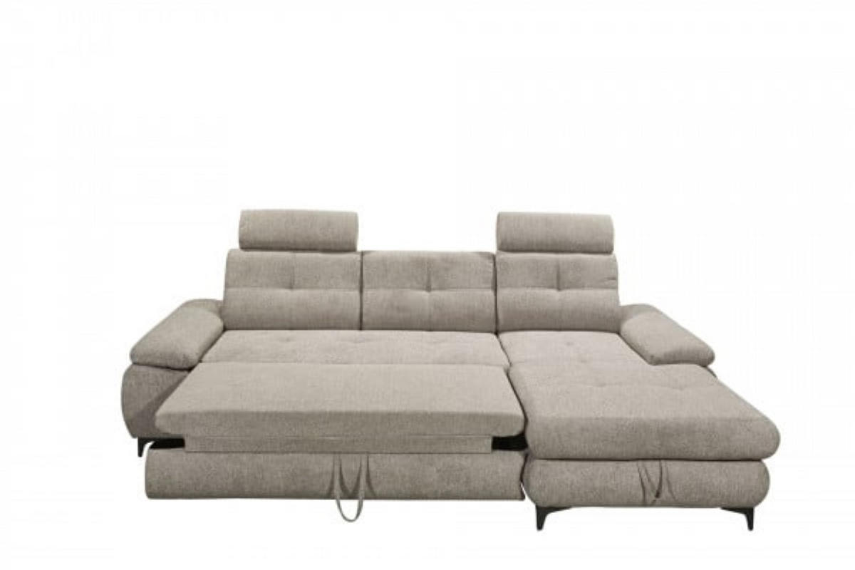 ECKSOFA mit Schlaffunktion und Bettkasten - Silberfarben/Schwarz, Kunststoff/Textil (177/274cm) - ed exciting design
