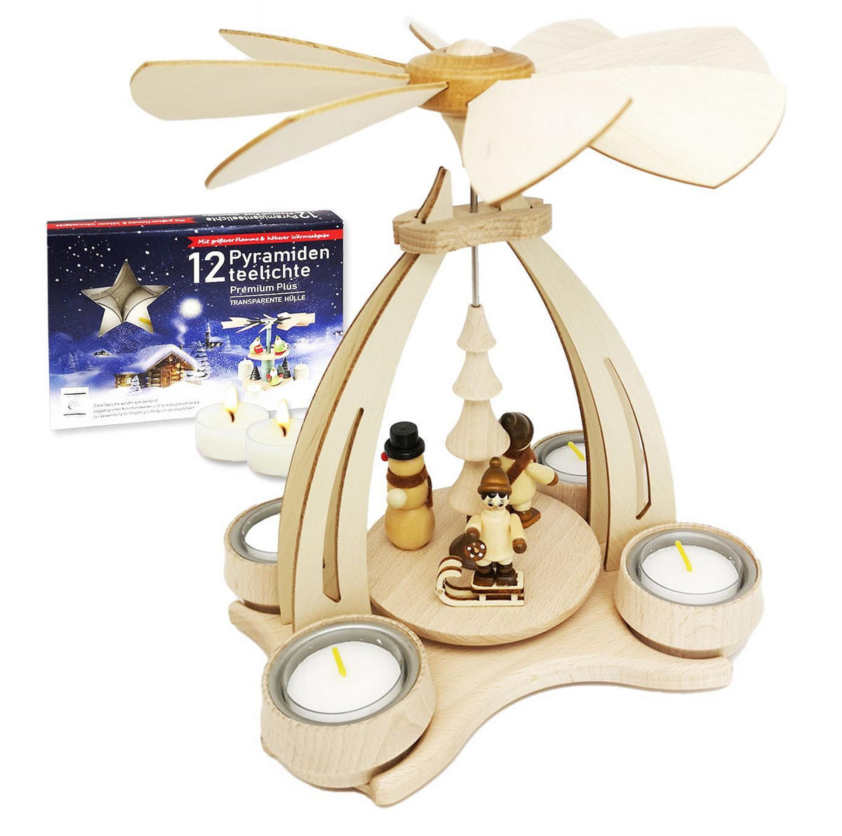 TISCH-PYRAMIDE Winterfütterung 14/18/24 cm - Multicolor, Holz (0.1/24/0.1cm) - Dekoteam24