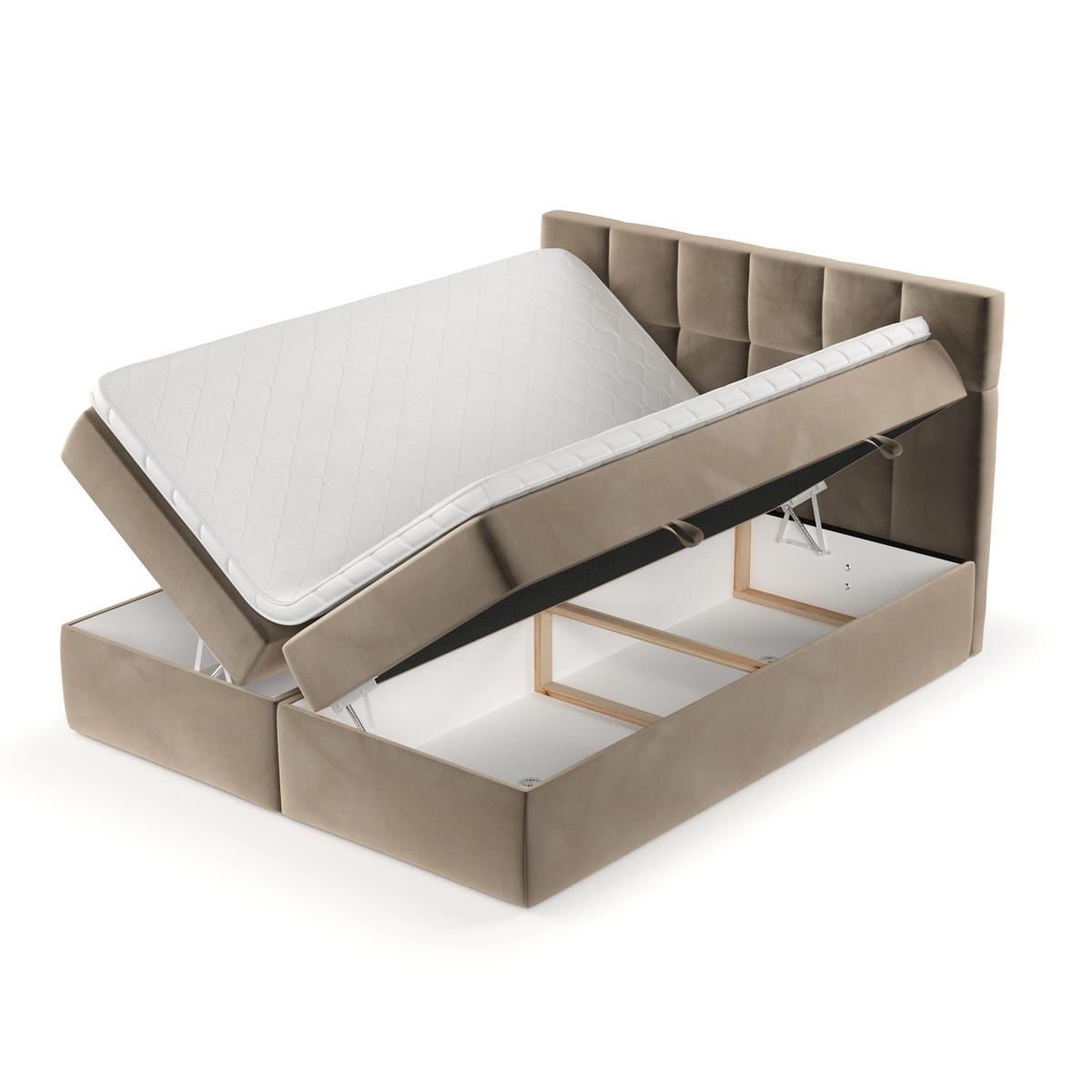 POSTEL BOXSPRING VARENO 160/200 Taupe - černá/šedohnědá, kov/dřevo (160/200cm) - AltaBeds