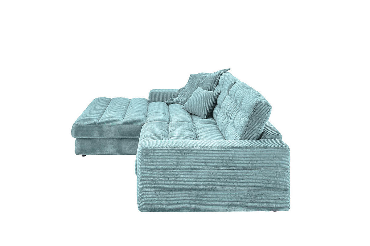 ECKSOFA LANA SOFA Hellblau Cord - Schwarz/Hellblau, Textil (296/205cm) - KAWOLA