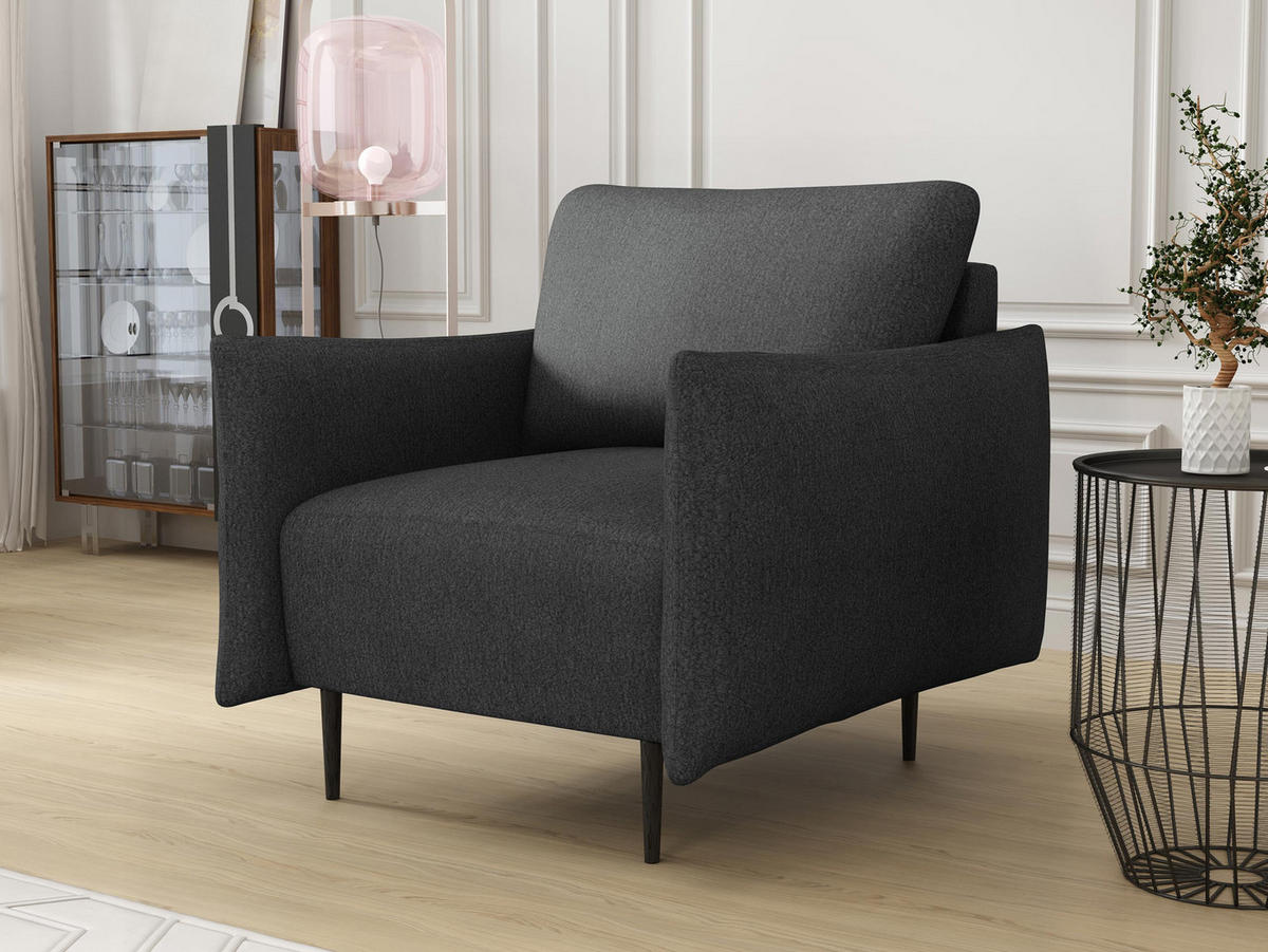 SESSEL Lambi - Dunkelgrau/Schwarz, Holz/Textil (98/85/90cm) - MIRJAN24
