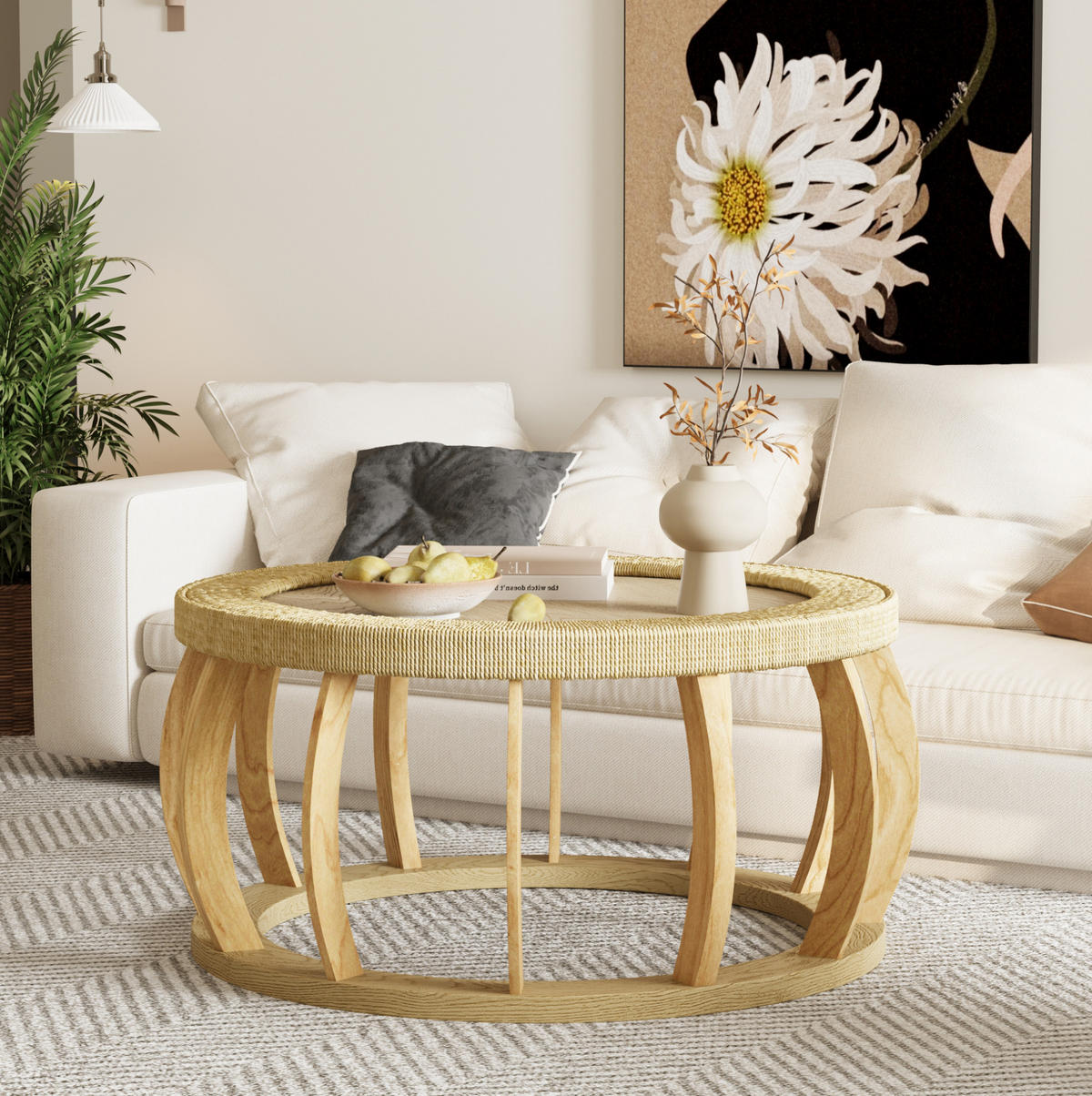 KLUBSKA miza iz masivnega lesa in MDF, 90/90/43 cm naravna - naravne barve, leseni material (90/90/43cm) - BEAOK