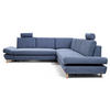 ECKSOFA CASA III L-S Blau Plüsch-Stoff mit Schlaffunktion - Blau, Holz (272/272cm) - MASSENO