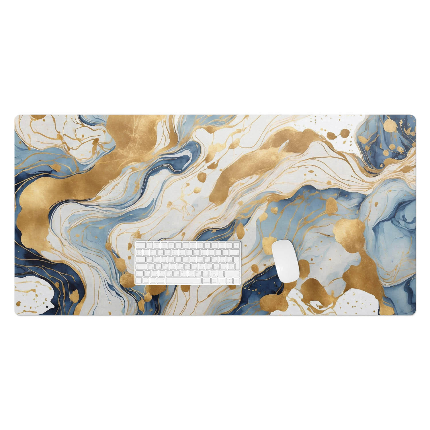 Wallfluent Schreibtischunterlage Hellblau, Gold 60x1.6x120 cm