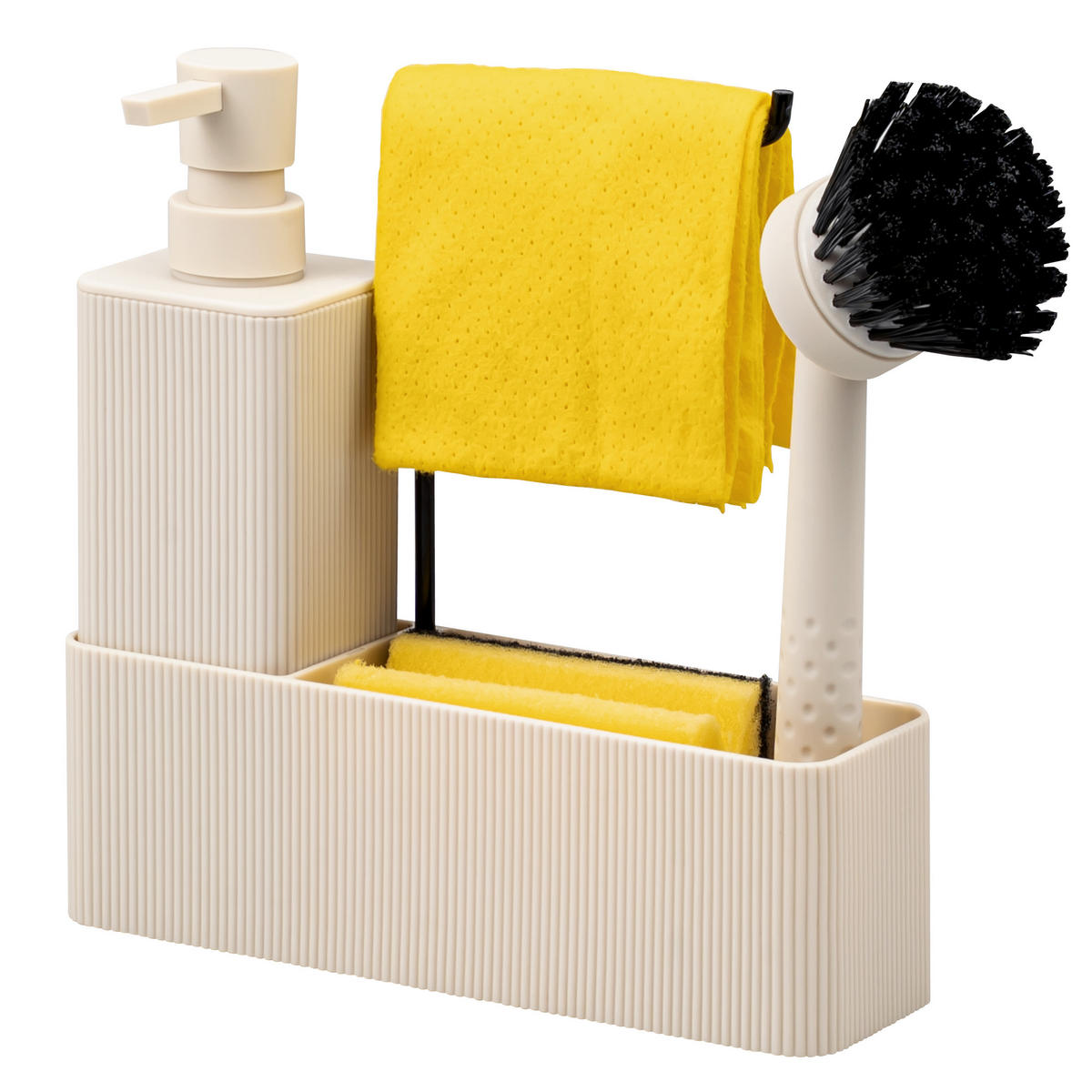 SPÜLBECKEN-SET, beige, Kunststoff - Beige, Kunststoff (20.5/21/7cm) - eluno