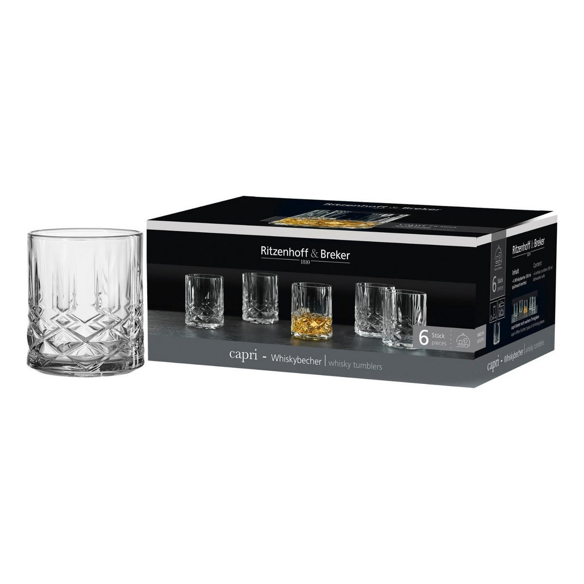 WHISKYBECHER-SET Capri transparent 6-tlg. - Transparent, Glas (0.35L) - Ritzenhoff Breker