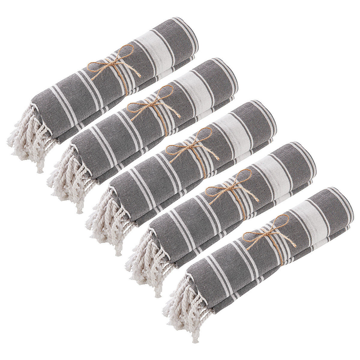 HAMAMTUCH (5er Set) Surfside - Anthrazit, Textil (90/170cm) - Butlers