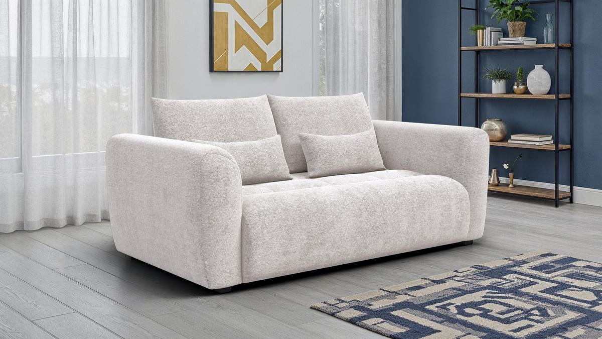 SOFA SORENO 3-Sitzer, ecru - Ecru/Schwarz, Holz/Textil (214/94/114cm) - Courtois Laville