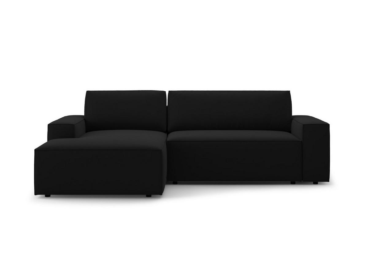 ECKSOFA ausklappbar links mit Container Jodie aus Samt schwarz 3 Sitzplätze - Schwarz, Textil (246/151cm) - Micadoni