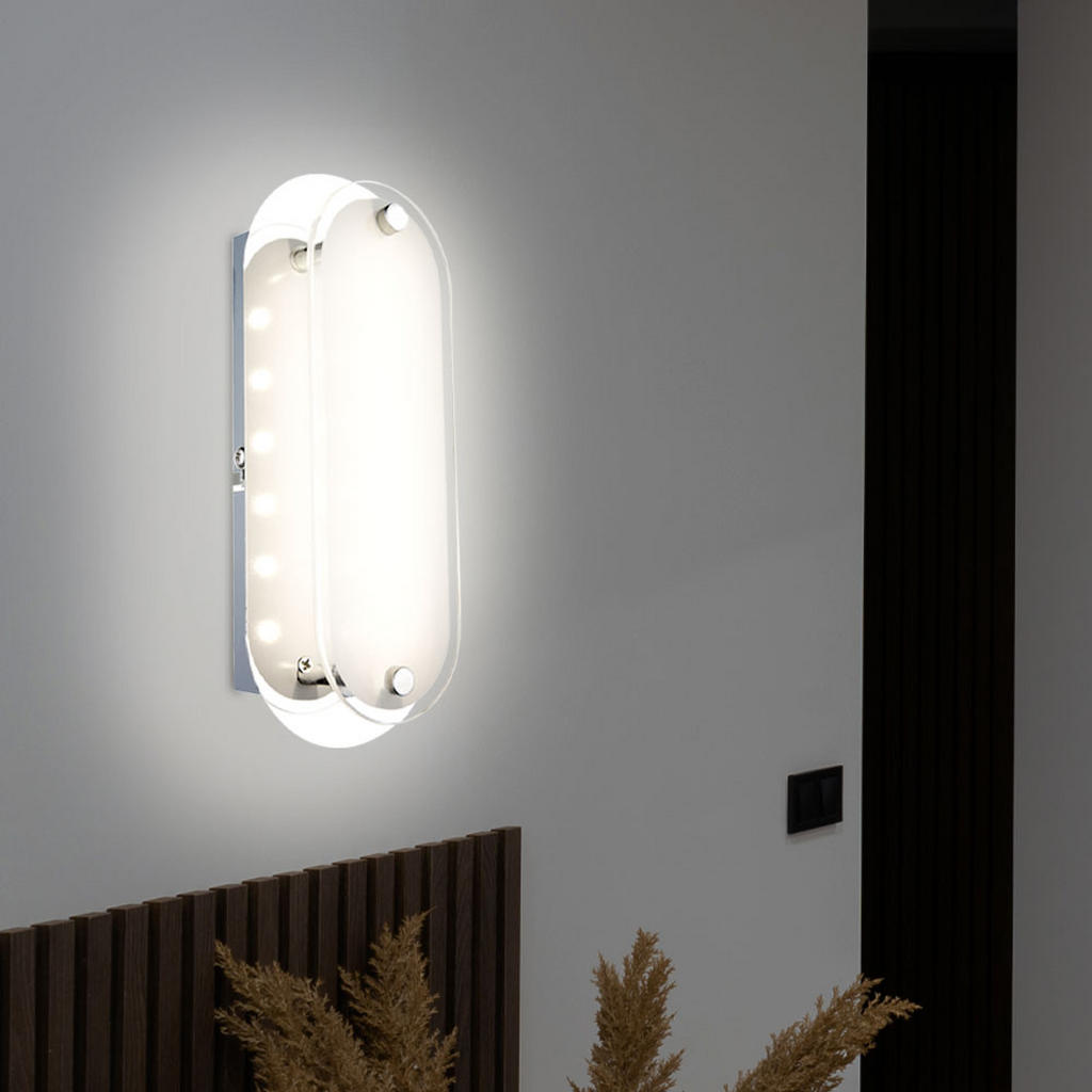 Thumbnail - Globo Lighting Led, Silber, Glas, Oval, 8x6x19 cm, Lampen & Leuchten, LED Beleuchtung, LED-Wandleuchten