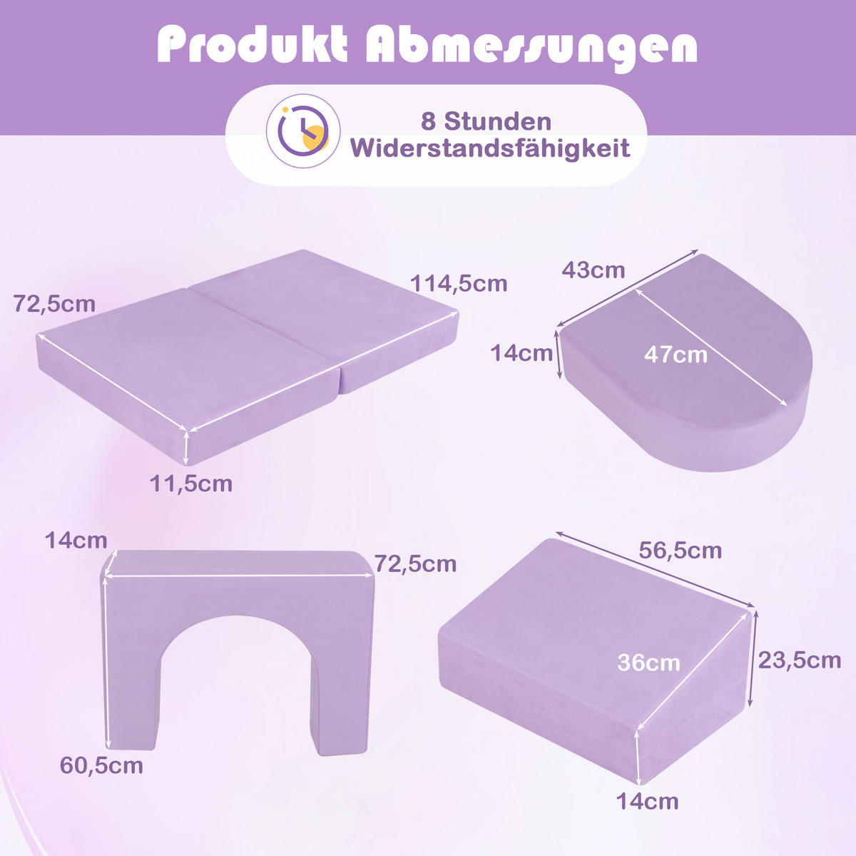 KINDERSOFA 60cm Lila - Lila, Textil (72/60/142cm) - COSTWAY