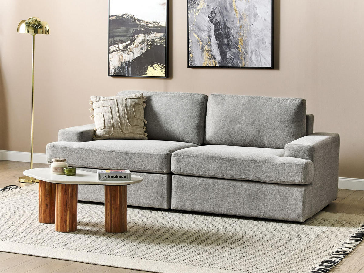3-SITZER-SOFA hellgrau Alla - Grau, Textil (208/86/112cm) - Beliani