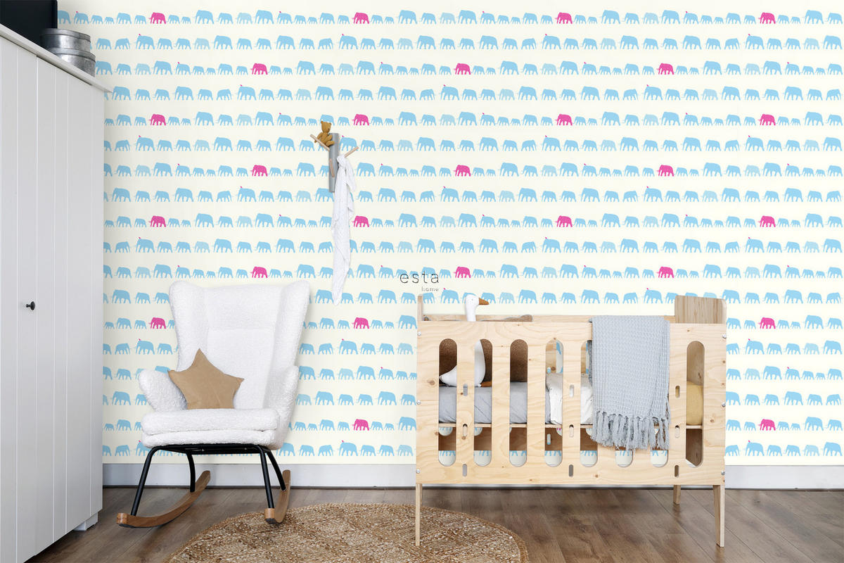 TAPETE Elefanten 53 cm x 10.05 m - Pink, Papier (53/0.1cm) - ESTAhome