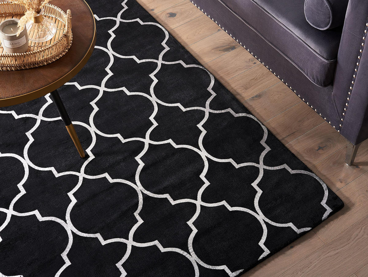 KURZFLOR-TEPPICH Yelki 200/140 cm - Schwarz, Naturmaterialen (140/200cm) - Beliani