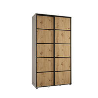 SCHWEBETÜRENSCHRANK 235,2/130/45 2-türig - Schwarz/Weiß, Holz/Metall (130/235/45cm) - Abiks Möbel