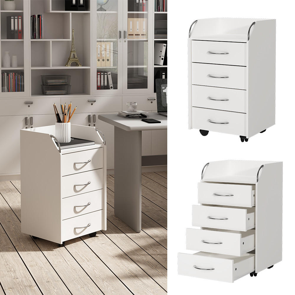ROLLCONTAINER Gwendolyn Weiß 40 x 36 cm mit 4 Schubladen - Weiß, Holzwerkstoff (36/65/40cm) - Vicco