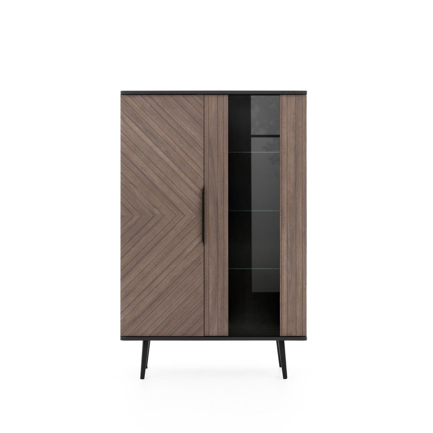 VITRINE Elio Braun mit Graphit - Schwarz/Braun, Holzwerkstoff (90/140/41cm) - Bettso