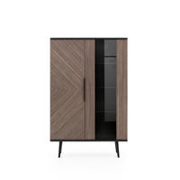 VITRINE Elio Braun mit Graphit - Schwarz/Braun, Holzwerkstoff (90/140/41cm) - Bettso