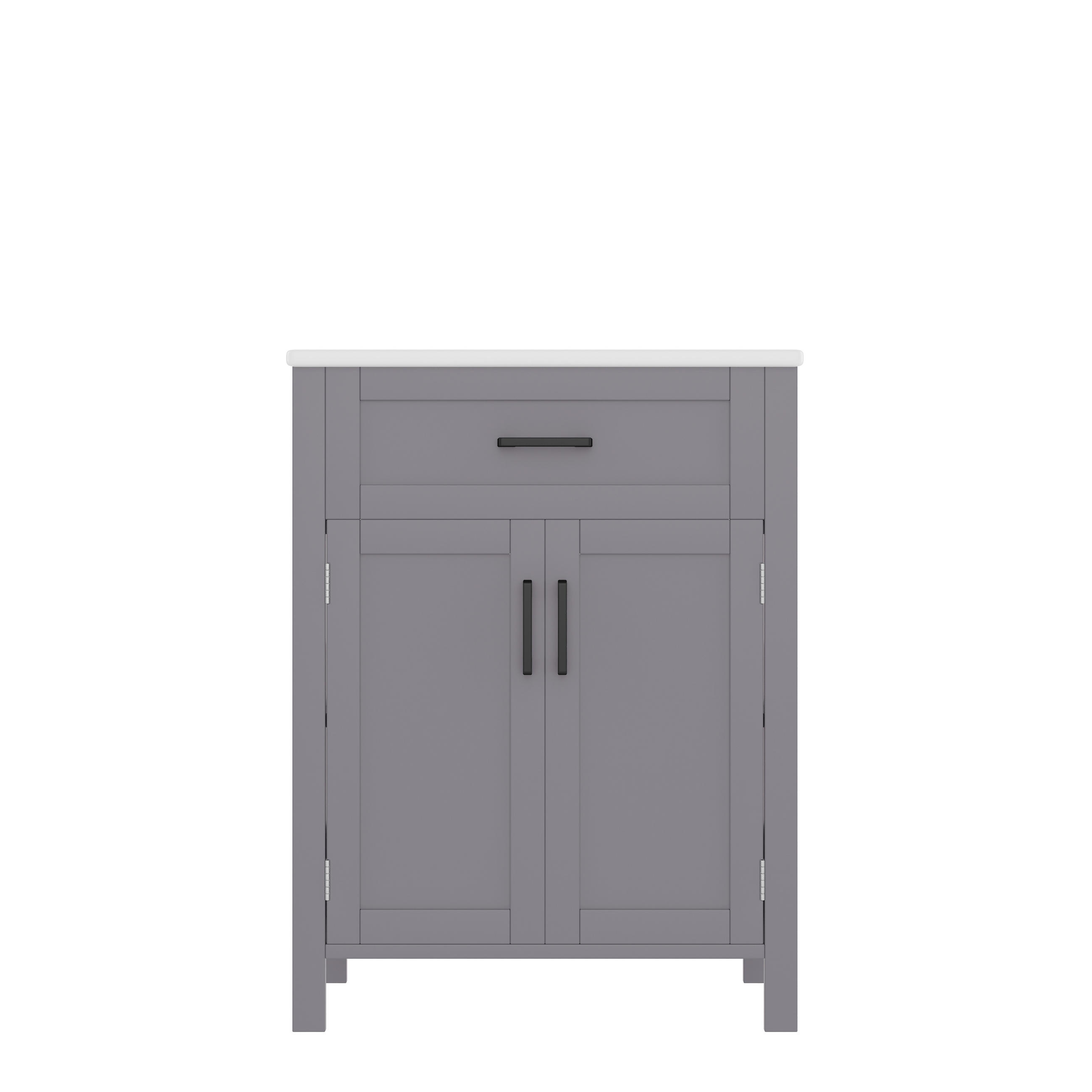 BADEZIMMERSCHRANK Grau 60/46/84,8 cm - Grau, Holz (60/84.8/46cm) - PANGIVO
