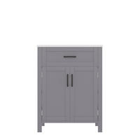 BADEZIMMERSCHRANK Grau 60/46/84,8 cm - Grau, Holz (60/84.8/46cm) - PANGIVO
