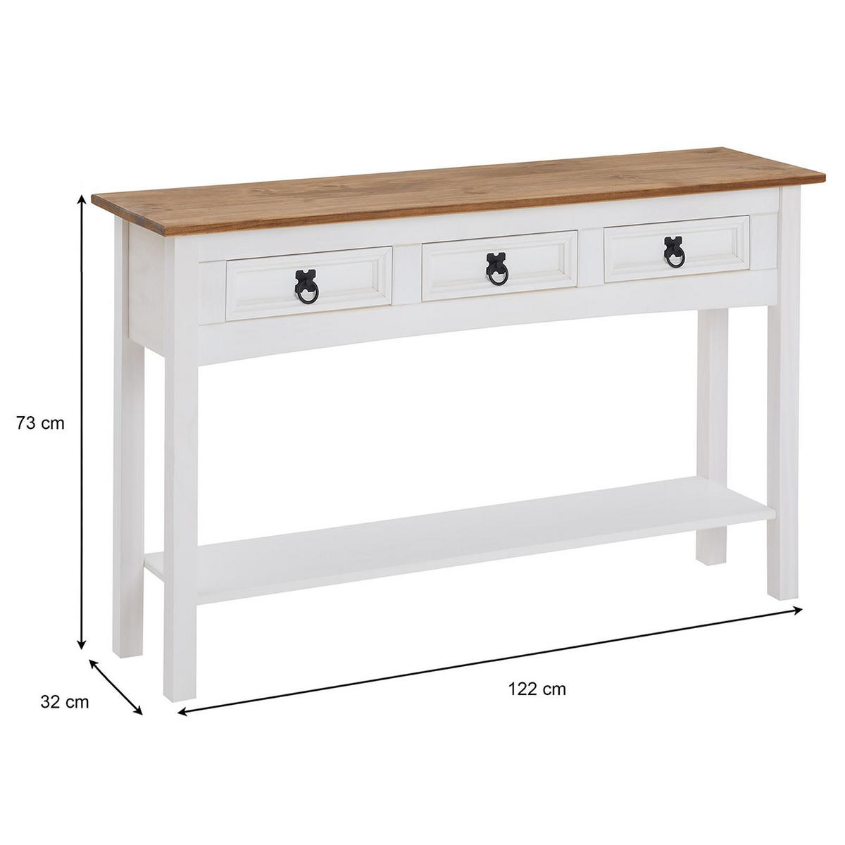 KONSOLENTISCH CAMPO - Weiß/Braun, Holz (32/122/73cm) - CARO-Möbel