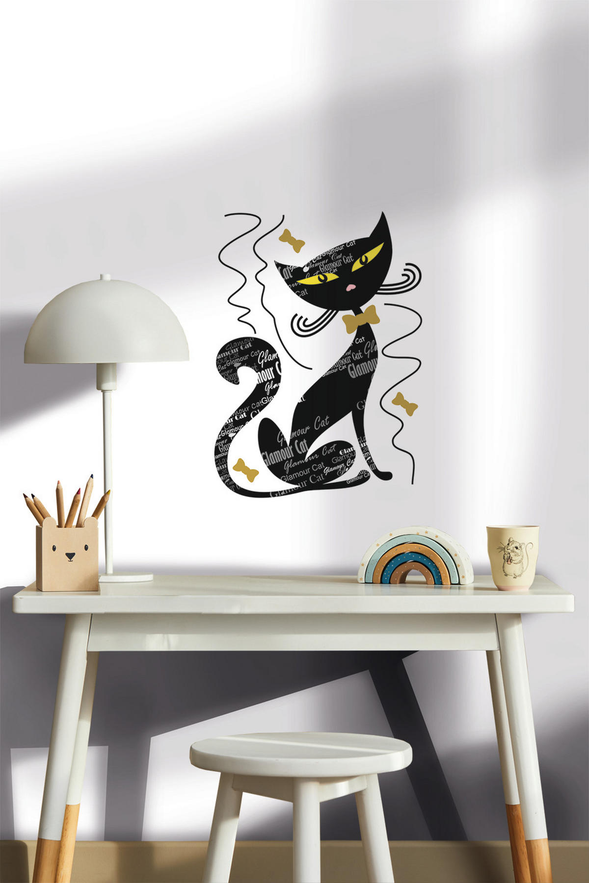 WANDTATTOO Katze 65 x 42.5 cm - Schwarz, Papier (65/42.5/42.5cm) - Sanders & Sanders