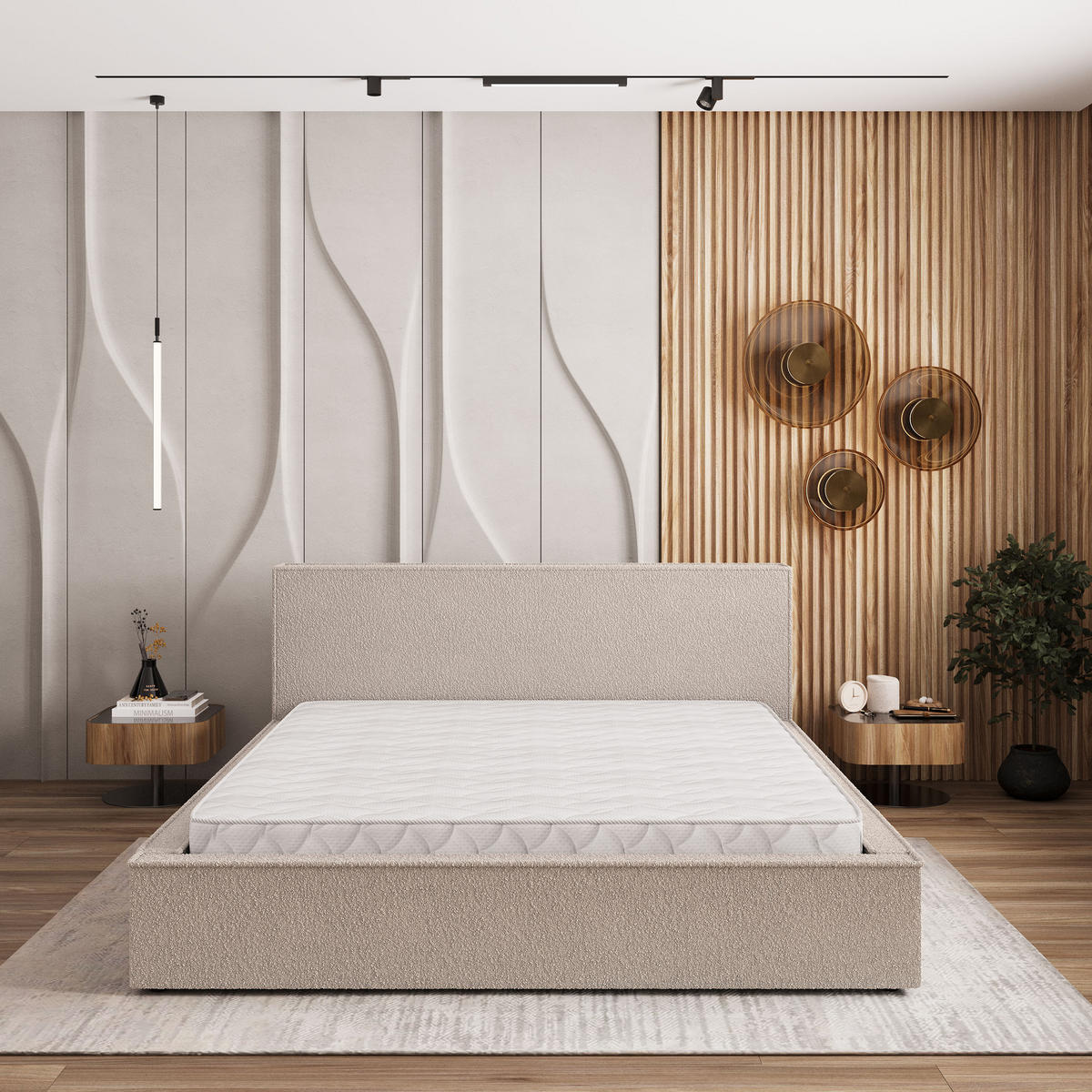 ČALOUNĚNÁ Postel CELORA 140x200 cm Béžová - béžová, kompozitní dřevo/textil (140/200cm) - MASSENO