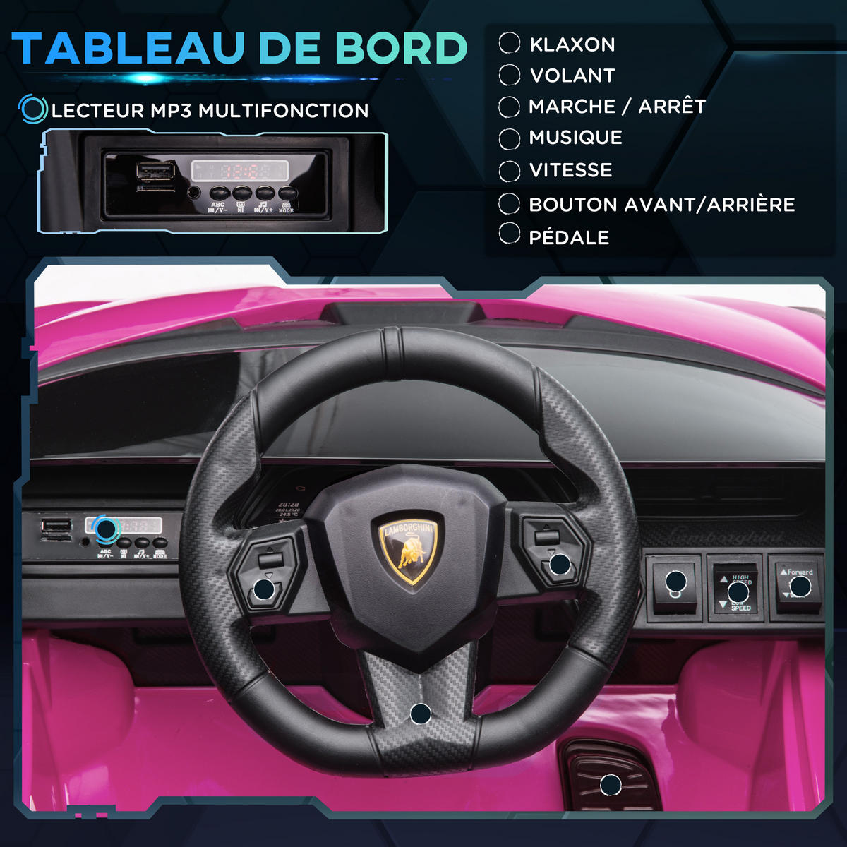ELEKTRO-KINDERAUTO DE-13024 2,4G Fernbedienung Rosa - Pink, Kunststoff (108/62/40cm) - ComfortXL