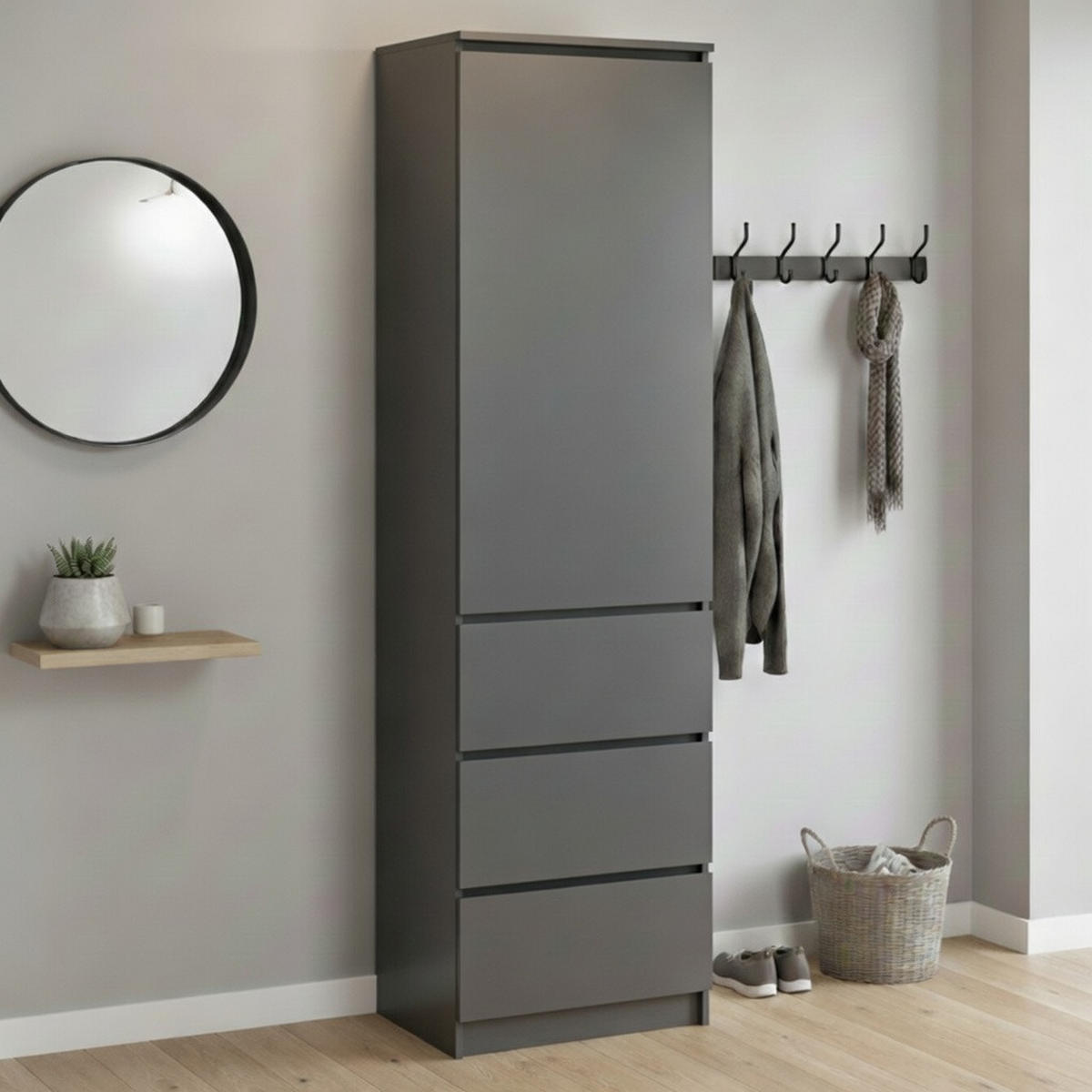 KLEIDERSCHRANK in Anthrazit - Anthrazit, Holzwerkstoff (50/180.5/40cm) - Home Collective