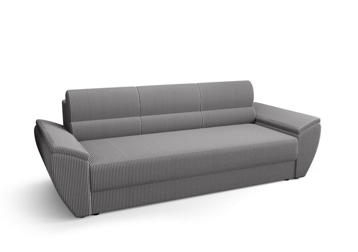 SOFA REBI BIS mit Schlaffunktion POSO 110 mit Stauraum - Hellgrau, Textil (80/78/240cm) - Bedante