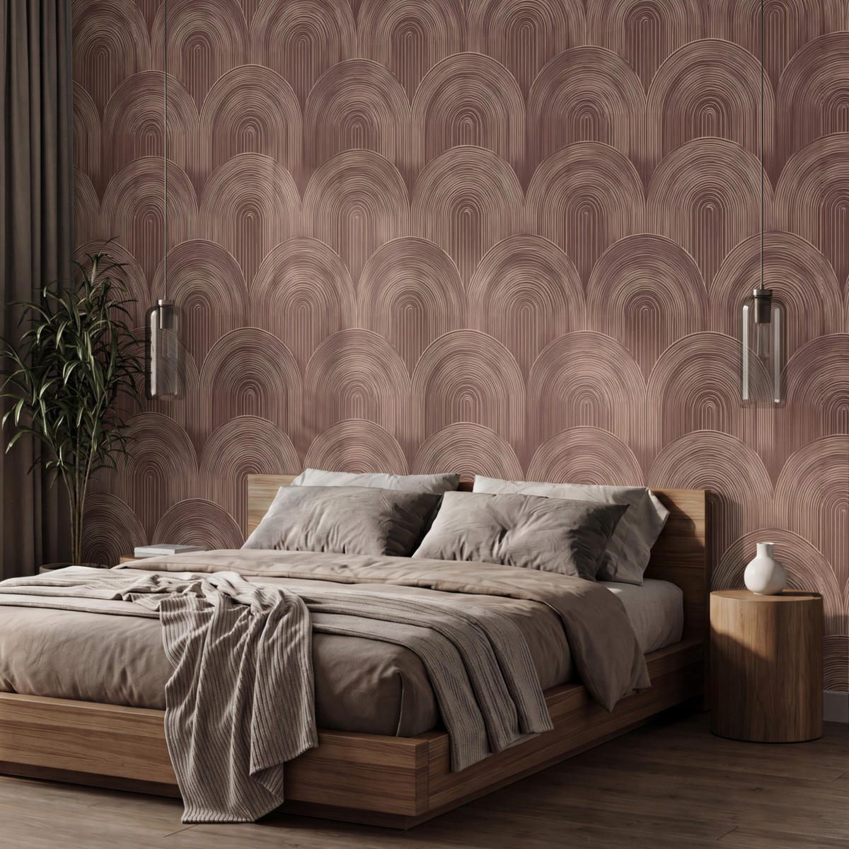 TAPETE - Rhythmic - Aufschlag - Braun - 400x260 cm - Dunkelbraun, Papier (400/260cm) - OnlyWow