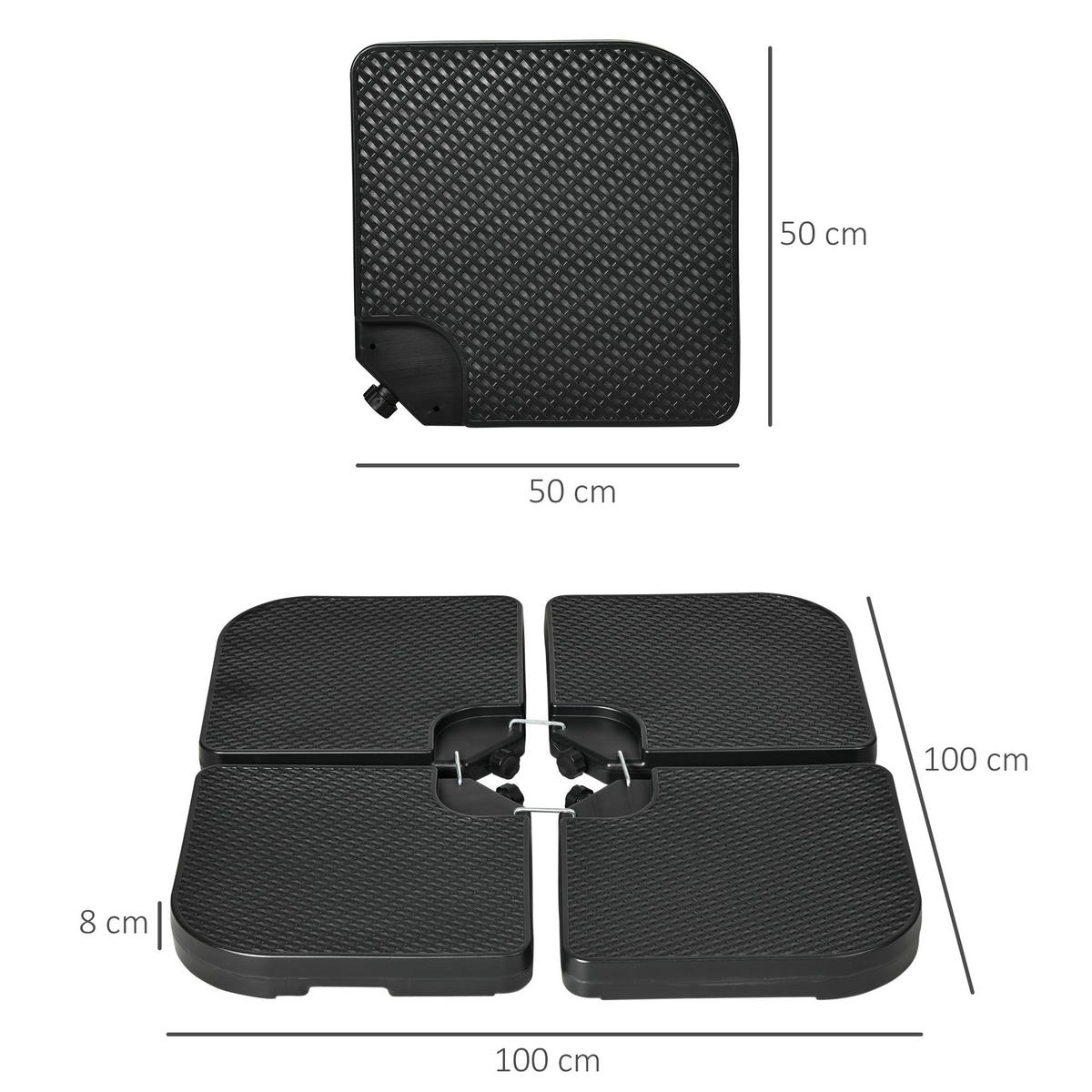 SONNENSCHIRMGEWICHT 4er Set 80 kg schwarz - Schwarz, Kunststoff (100/100cm) - LEBENLANG