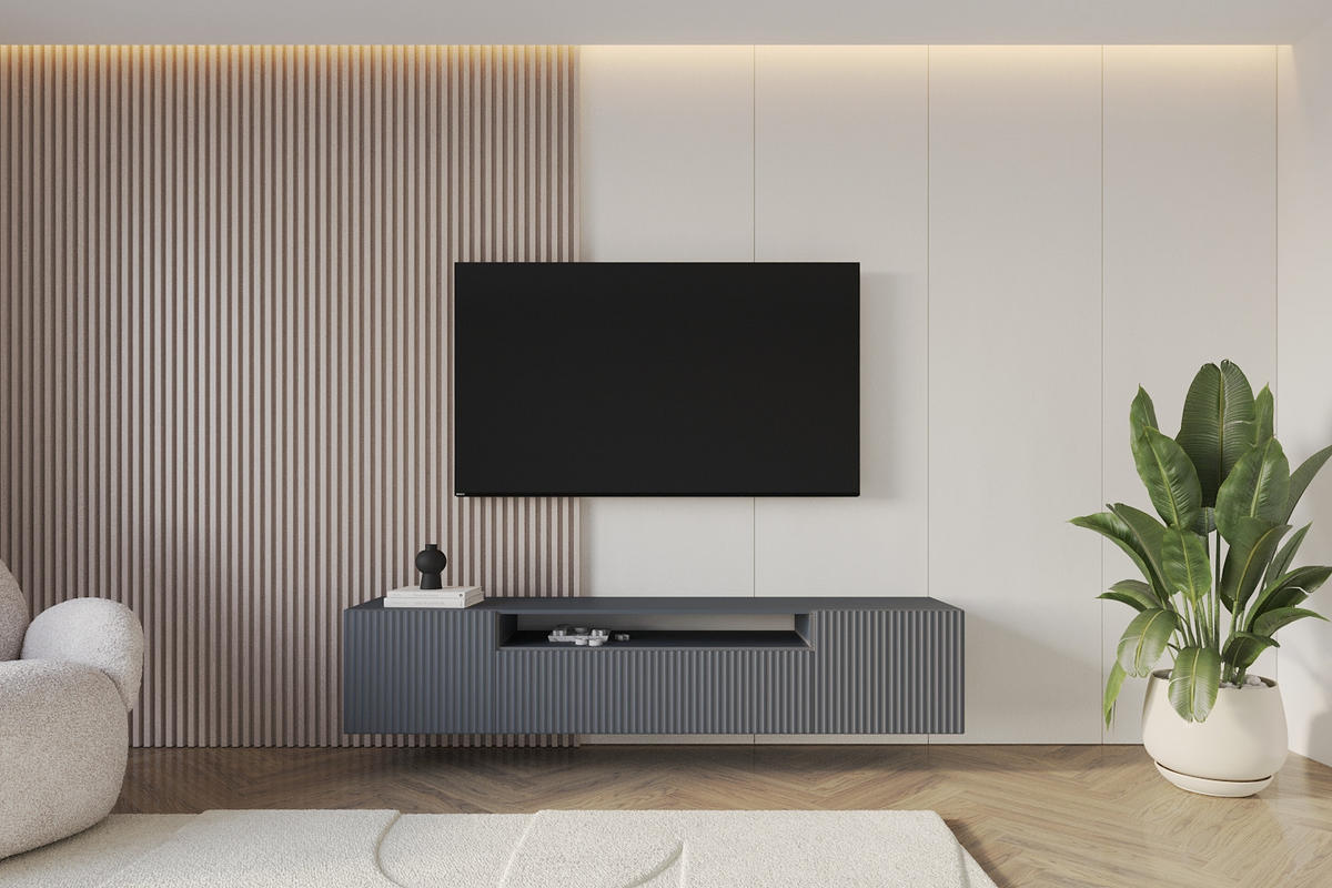 LOWBOARD NOA-2-W 200x40x41 cm - Graphit - Graphitfarben, Holzwerkstoff (200/40/41cm) - ALTDECOR