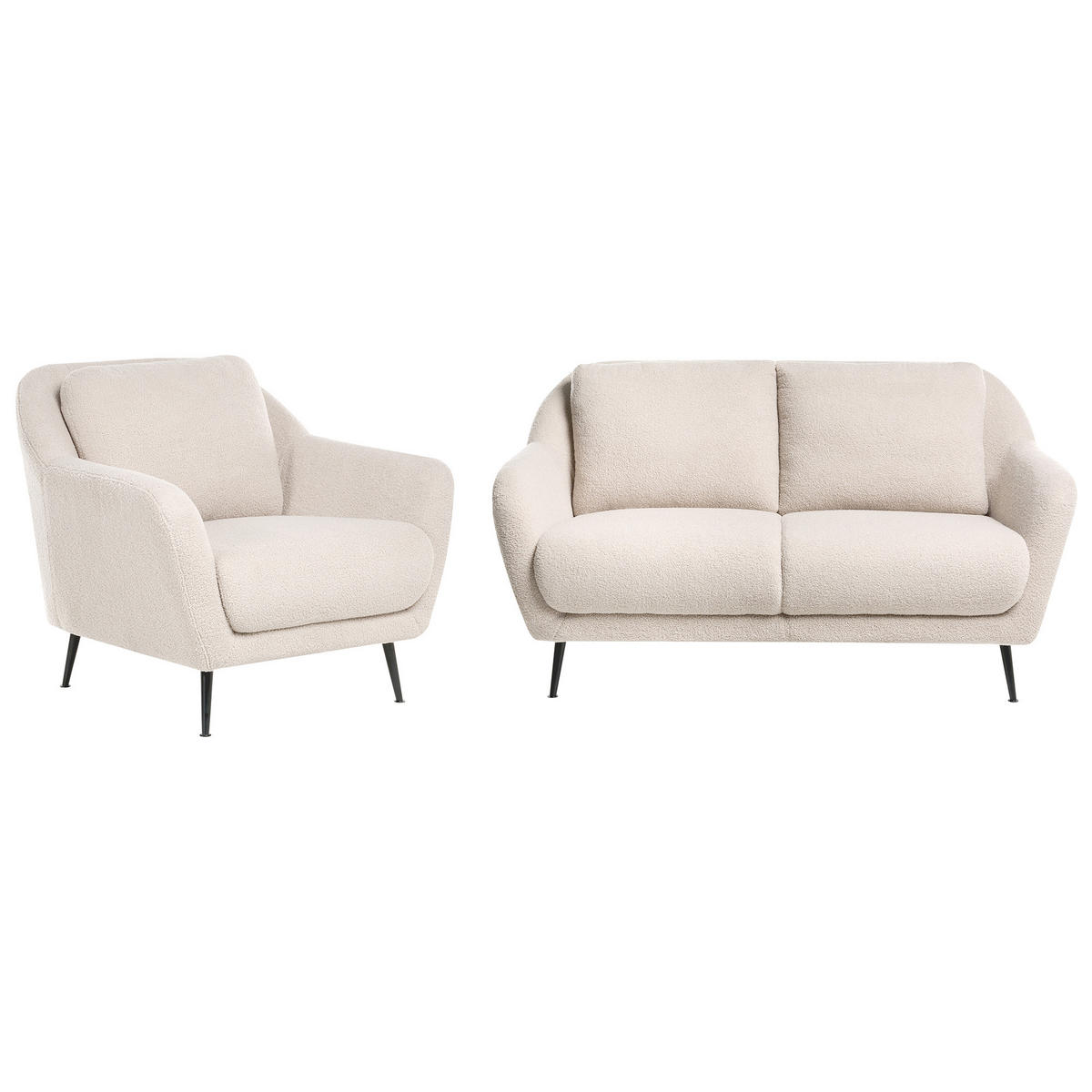 SADA POHOVEK 3-místná Bouclé Béžová Eiby - černá/béžová, textil (148/80/91cm) - Beliani