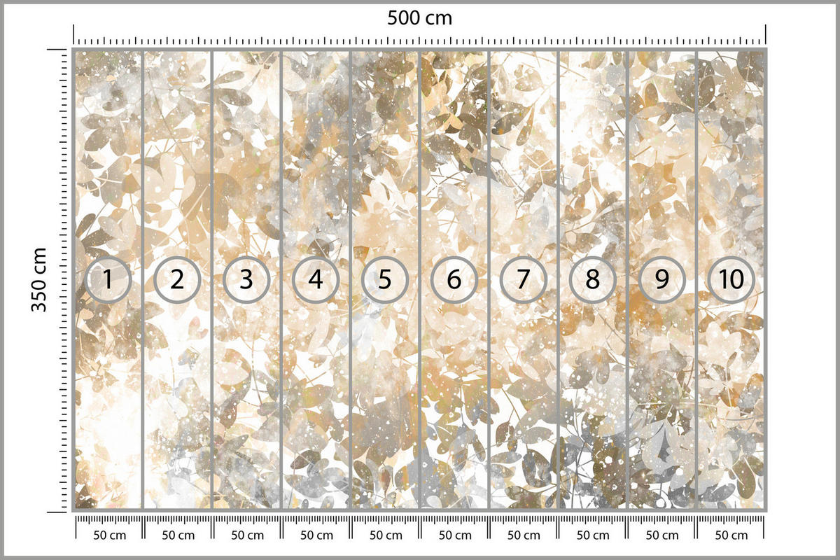 FOTOTAPETE für Wohnzimmer Blätter Abstraktion 500x350 - Beige/Orange, Papier (500/350cm) - Muralo