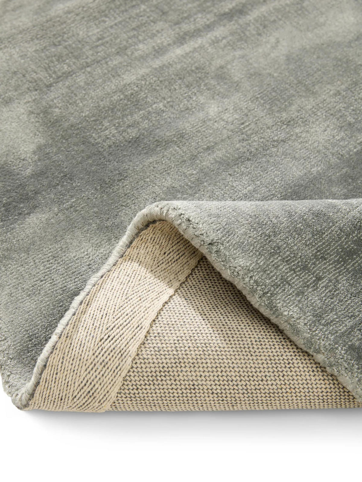 VISKOSETEPPICH Nova Dunkelgrau ø 120 cm rund - Dunkelgrau, Textil (120/120cm) - benuta Pure