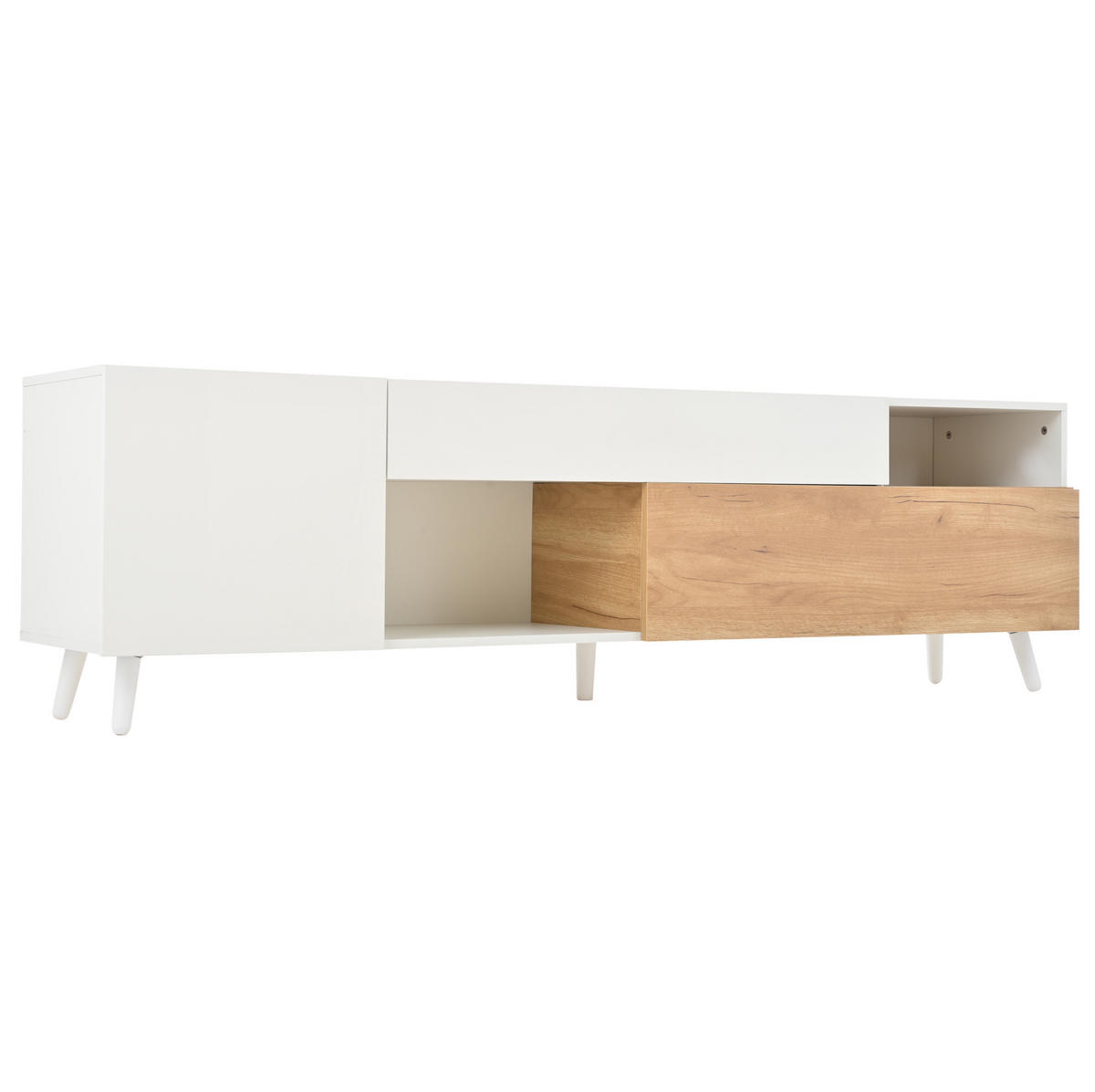 TV-ELEMENT mit Stauraum 180 x 38 x 50 cm Weiß/Natural - Weiß, Holzwerkstoff (38/50/180cm) - Beauniv