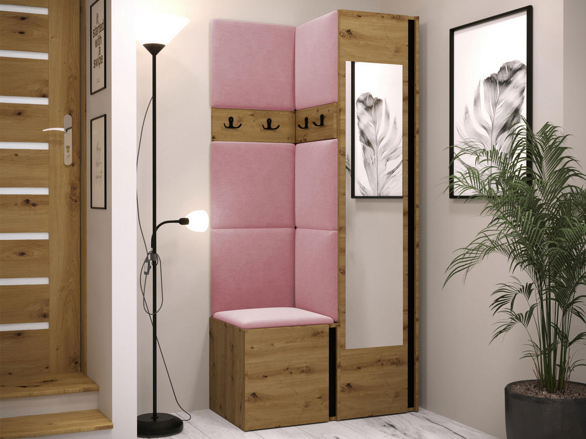 GARDEROBEN-SET Orion XXV - Eiche Artisan/Rosa, Holzwerkstoff/Kunststoff (82/186/46cm) - MIRJAN24