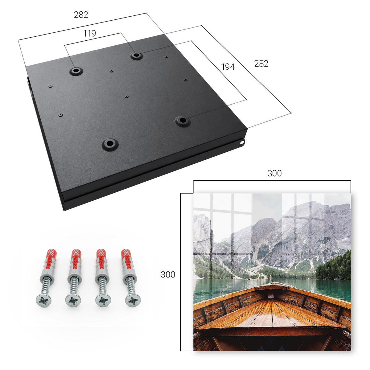 SCHLÜSSELBOX Schwarz 30x30 cm- Türöffnung nach rechts - Bergsee - Türkis, Metall (30/30/5cm) - TULUP