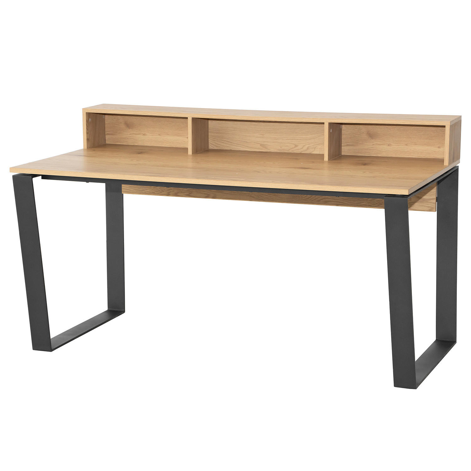 SCHREIBTISCH - Eiche Dekor / Schwarz - Eichefarben/Schwarz, Holzwerkstoff/Metall (80/160/80cm) - home24