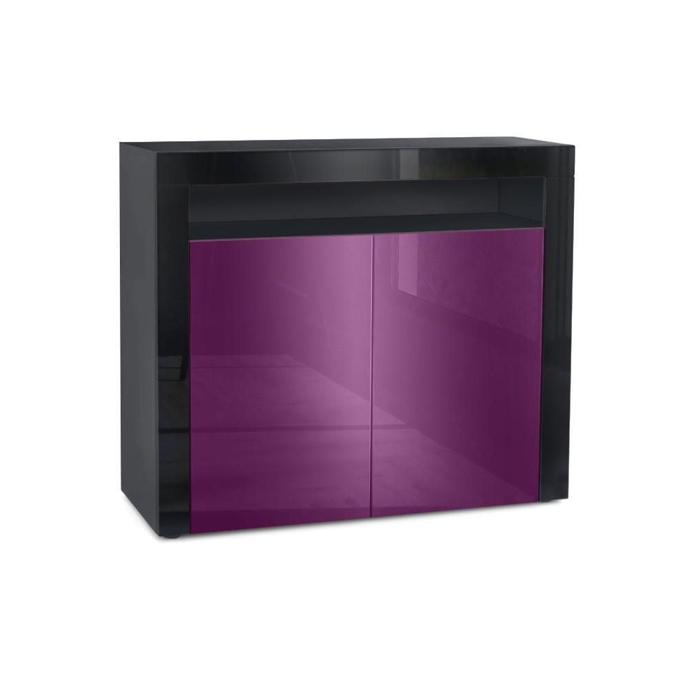 KOMMODE Valencia Brombeer Hochglanz / Schwarz Hochglanz - Brombeere/Schwarz, Holzwerkstoff (108/92/40cm) - Vladon