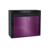 KOMMODE Valencia Brombeer Hochglanz / Schwarz Hochglanz - Brombeere/Schwarz, Holzwerkstoff (108/92/40cm) - Vladon