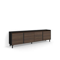 LOWBOARD, Dunkler Eiche und Schwarz, 207/35/61cm, mit Beinen - Dunkelbraun, Holzwerkstoff (207/61/35cm) - Skraut Home