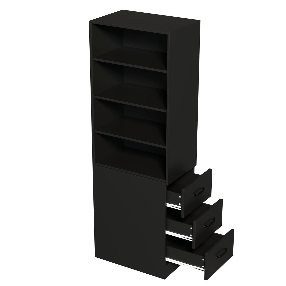 HIGHBOARD 60/180/38 cm Schwarz aus Spanplatte mit Seitenschubladen - Schwarz, Holzwerkstoff (38/180/60cm) - OKMYHOME